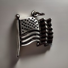 VTG 925 Solid Sterling Silver USA Flag Charm United States America Pendant