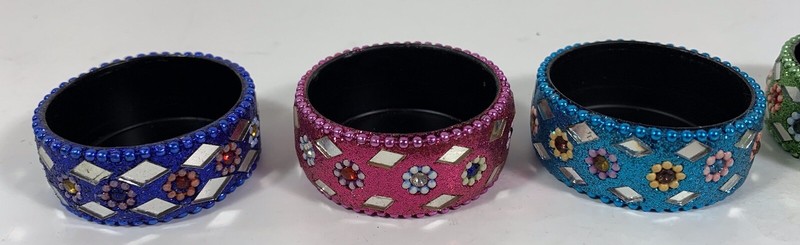 Tea Light Holder Cup 7 Colors Sparkles Mirror & Bead Pieces All Over Elegant gallery