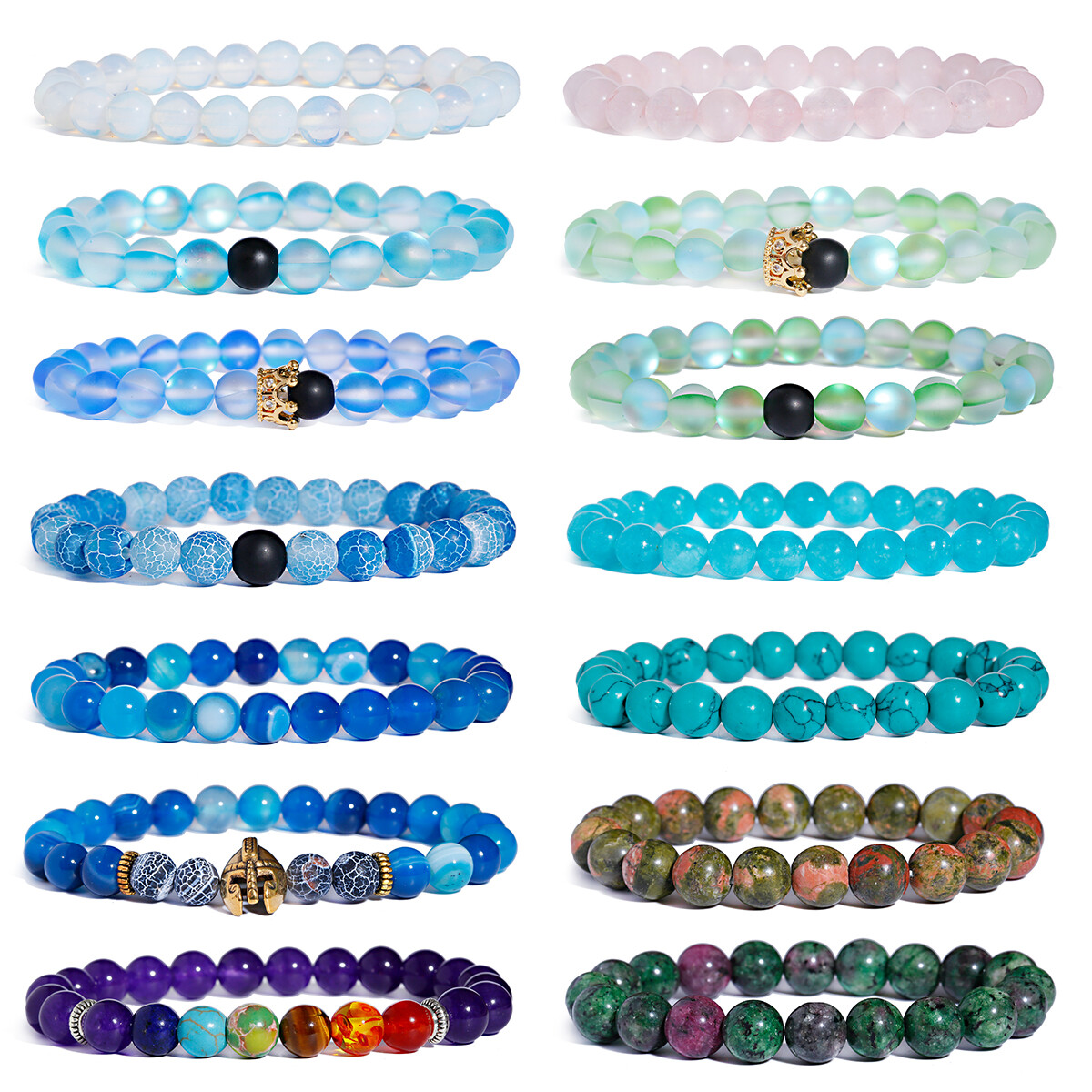 Handmade 8mm Mixed Natural Gemstone Round Beads Stretchy Bracelet Reiki Chakra gallery