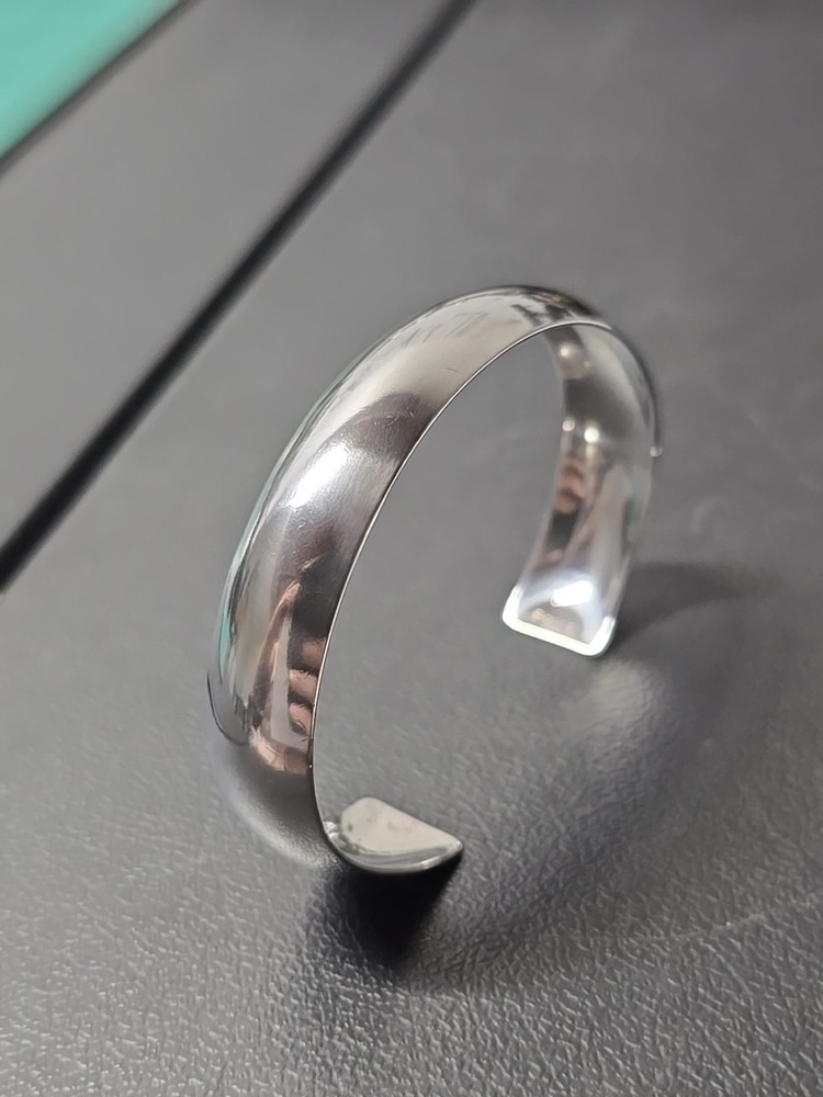 Solid Sterling Silver 12mm Smooth Curved Edge Cuff Bracelet
