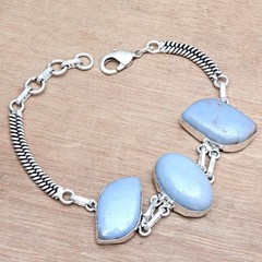 Blue Owyhee Opal Gemstone Jewelry Bracelets 7”Adjusable