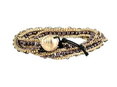 Gold Tone wrap bracelets for women Brown Bead 21 inches