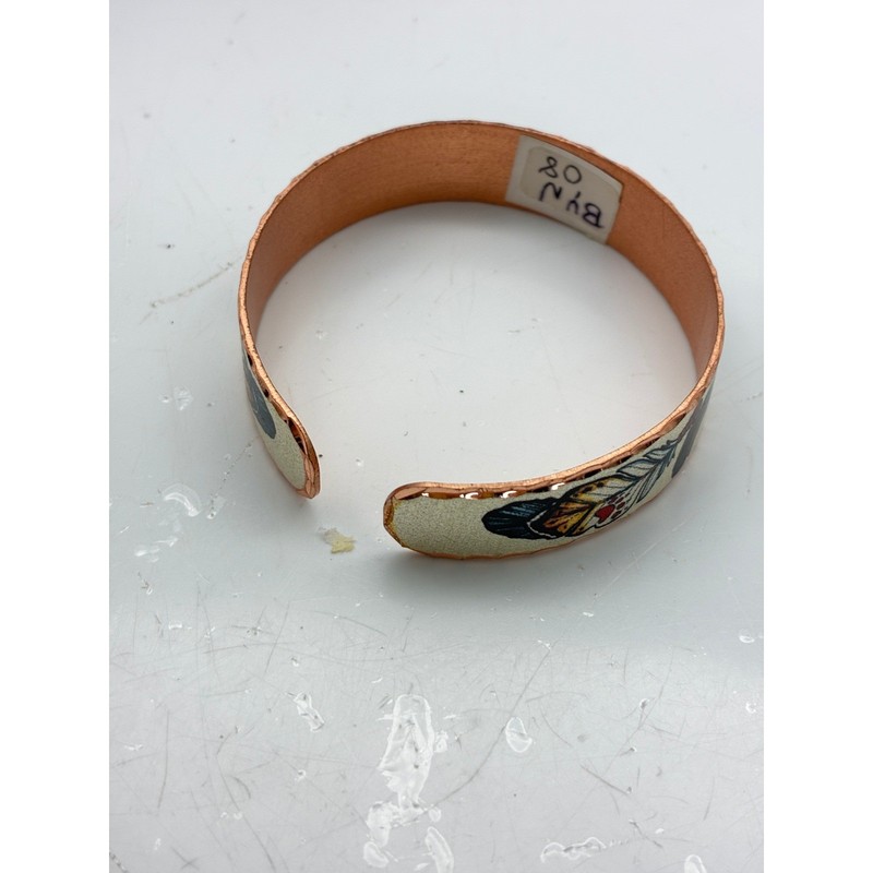 Copper Cuff Bracelets Lot of 3 Floral Feather Braided Western Boho Stackable gallery