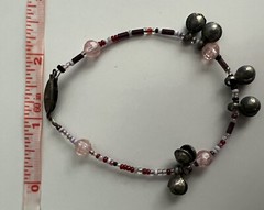 Decorative beaded bracelet Metal And Plastic Beads Pink And Black