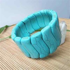 CLASSIC LADIES BOHO STYLE IRREGULAR CUT TURQUOISE BANGLE BRACELET