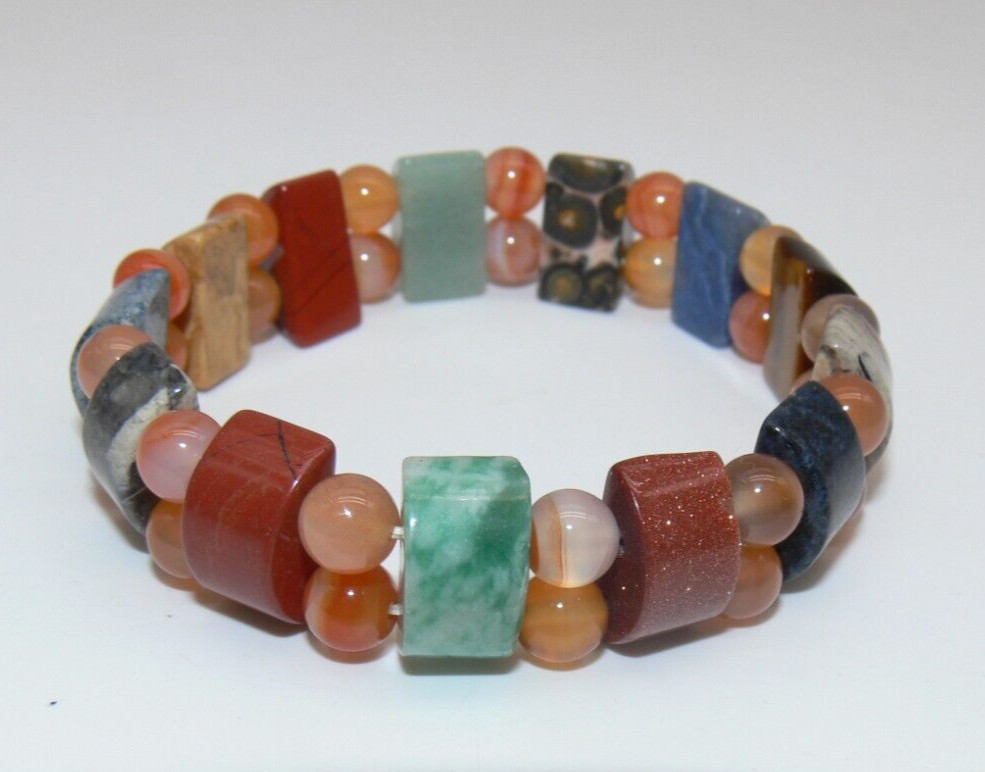 Polished Natural Stone Stretch Earth tone Bracelet gallery