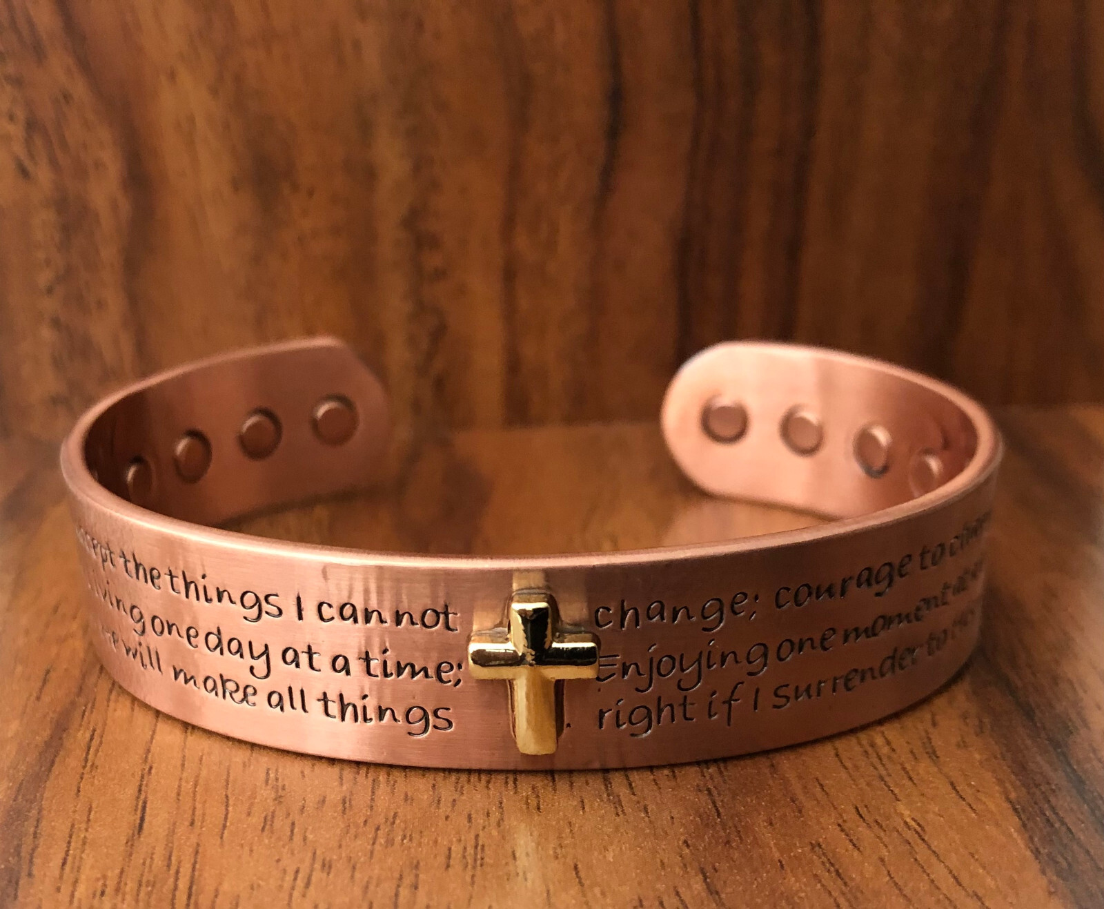 Cross Prayers Pure Copper Magnetic Bracelet Arthritis Pain Therapy Energy Cuff gallery