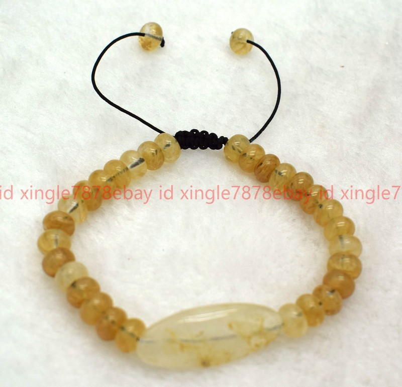 Pretty Natural 5x8mm Tea Watermelon Tourmaline Gems Rondelle Bead Bracelet 7.5in gallery