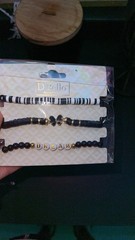 D’Bello 3pc Bracelet Set Black White Gold Beaded Charm DREAM Butterfly