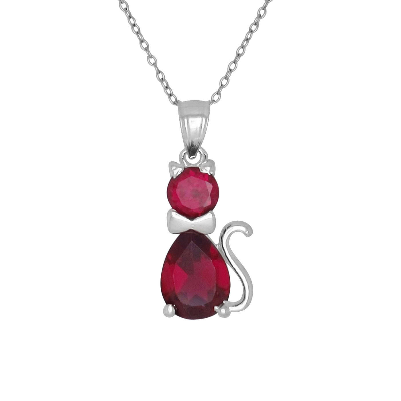 Sterling Silver Cute Cat With Birthstones, Kitten Charm Pendant | Made in USA gallery