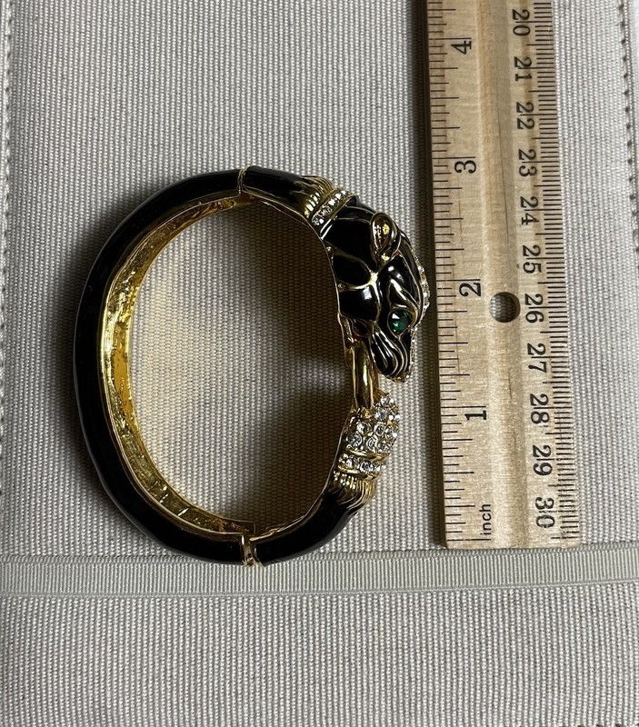 Panther Bangle with Rhinestones and Hinge Open gallery