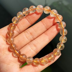 8.7mm Natural Copper hair Rutilated Quartz Crystal Beads Bracelet 2956
