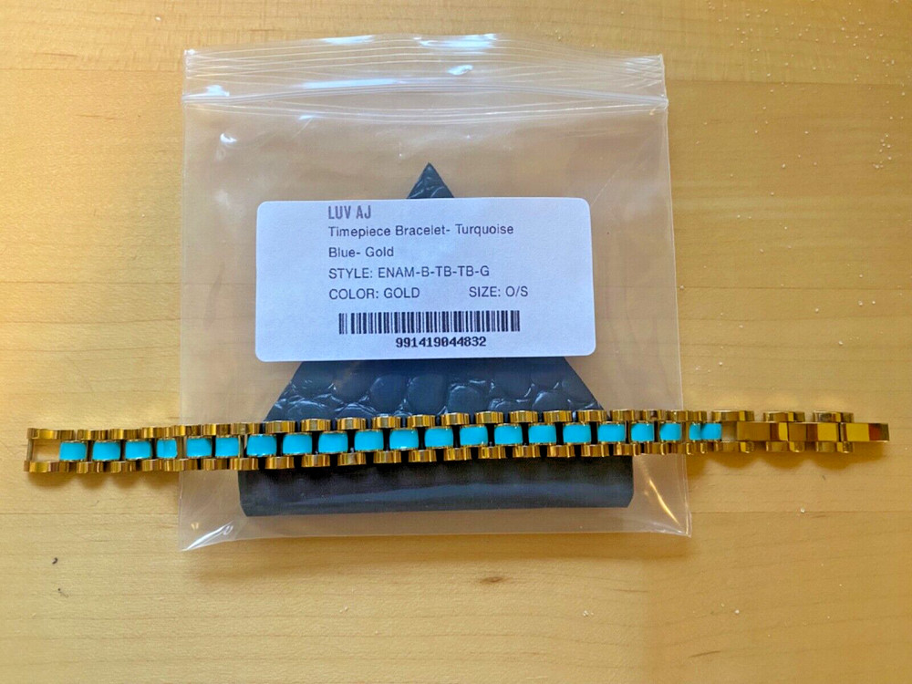 LUV AJ TIMEPIECE BRACELET Turquoise blue & gold New