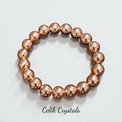 Rose Gold Hematite Bracelet 10mm Natural Stones – DON’T GET IT WET