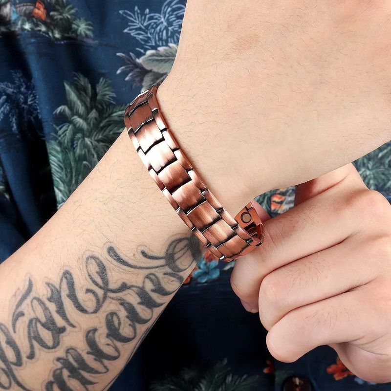 Men's Bracelet Magnetic Therapy Arthritis Pain Relief Pure Solid Copper Bangle gallery