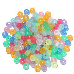 Plastic Glow Dark Bead Bracelet Women Colorful Mixed Tone Layered Link Jewelry
