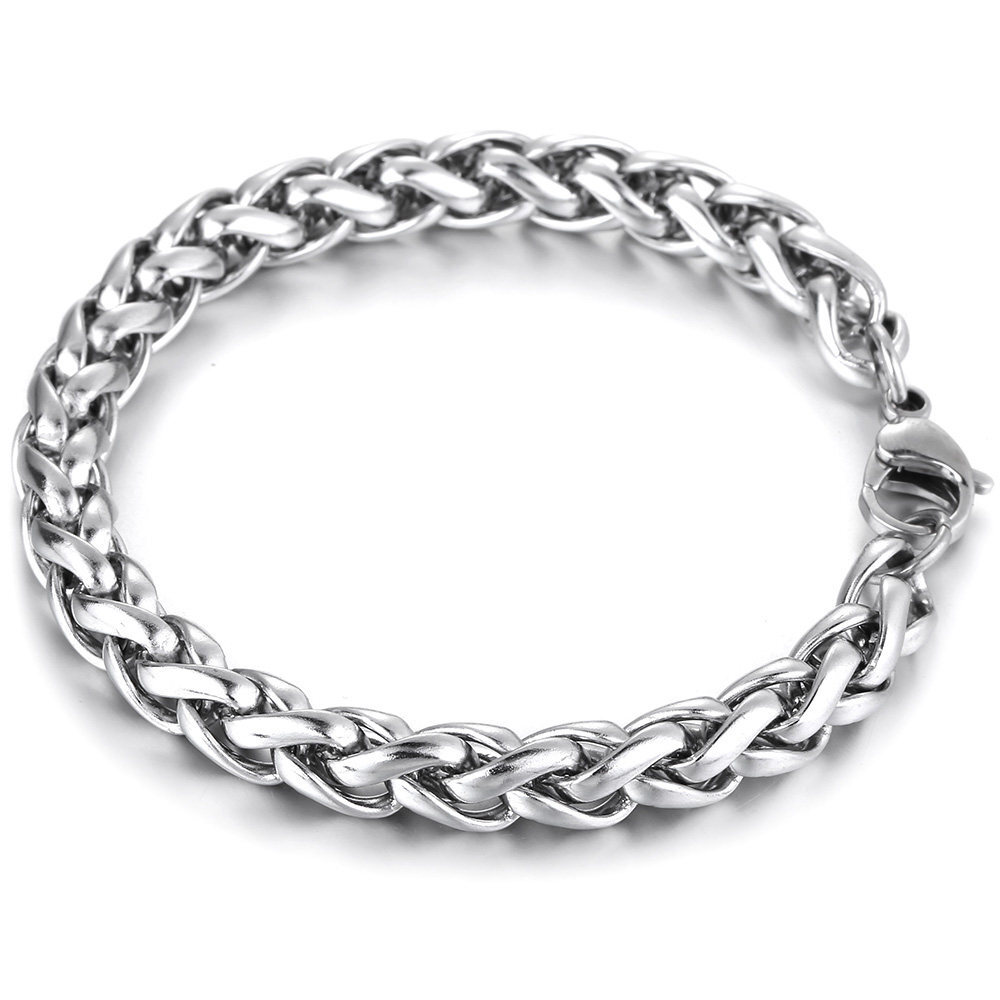 8MM Silver Stainless Steel Wheat Link Chain Bracelet Men Women Xmas Gift 8/9/10"