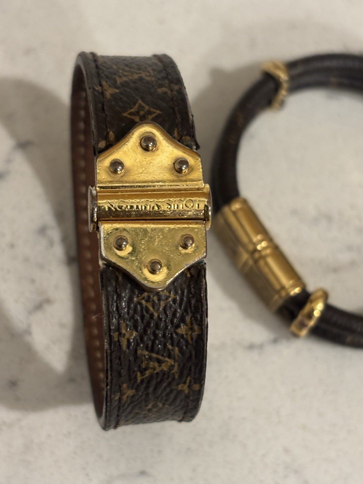 2 Authentic Louis Vuitton Bracelet Nano Monogram ,keep It Twice (Missing Lock) gallery