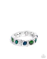 Paparazzi Colorful Castle – Green – Blue & Green Multicolored Gems – Stretch Bra