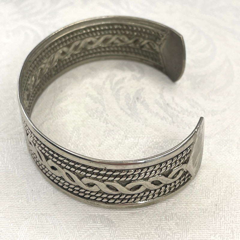 Braided Woven Silver-Tone Cuff Bangle Bracelet Modernism Contemporary gallery
