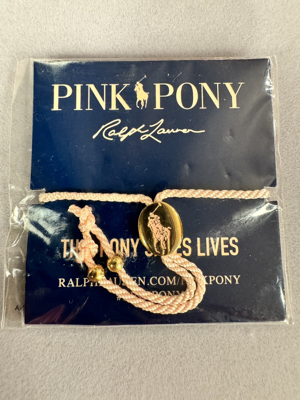 Ralph Lauren Pink Pony String Slide Bracelet Cancer Awareness Polo Adjustable gallery