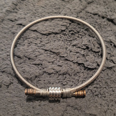Handmade Custom Copper/Stainless Bass String Bracelet. -Large
