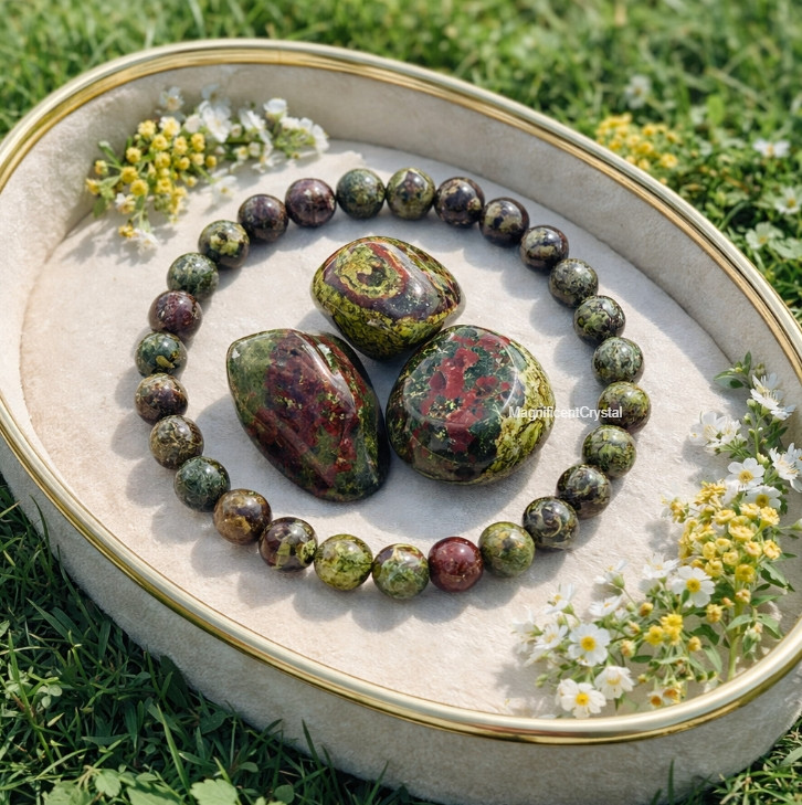 4PCS Bloodstone Tumbled Stone Bracelet Set Protection Healing Crystal Jewelry gallery