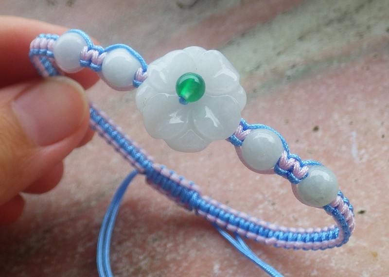Certified A JADE Jadeite Flower Bead Beads Bangle Bracelet 6-8in 119146 gallery