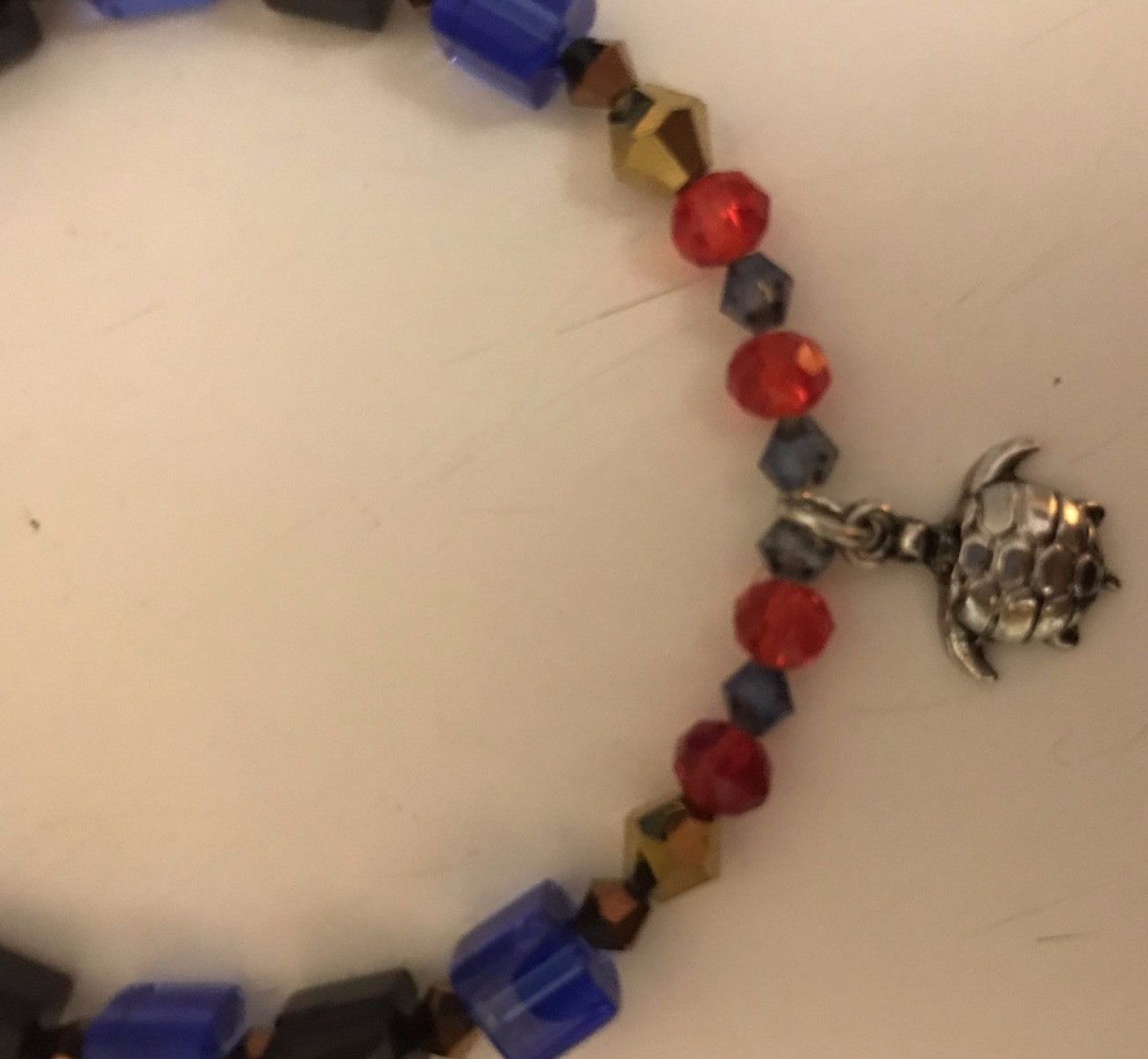 Handcrafted Beaded Sea Turtle Charm Dangle Bracelet 8" Womens Girls Jewelry gallery