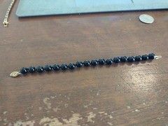 Black Onyx 10mm Stone Bead Bracelet with GP/ Sterling Silver clasp, 7”