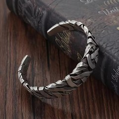 Vintage Twisted Weave Open Bangle Retro Industrial Cuff Bracelet Men Gift Jewelr
