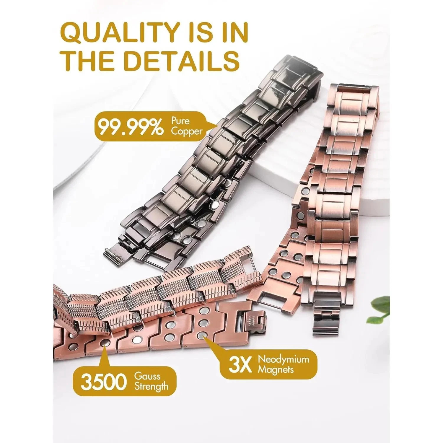 3X Ultra Strength Magnetic Copper Bracelet Vintage Copper Men's Therapy Energy gallery