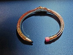 Betsey Johnson Rainbow Gold Glitter Pencil Hinged Cuff Bracelet- NEW