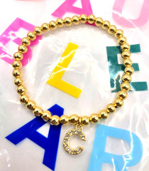 Baublebar Gold/Pavé Dangle Charm Initial Pisa Bracelet Letter C 7″