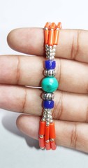 Tibetan Turquoise Coral Lepis Gemstone Handmade Nepali Bracelet Size 7.8 Inches