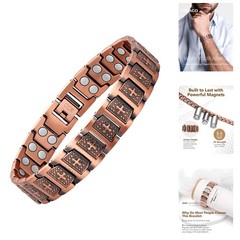 Elegant 9.25in Copper Cross Bracelet for Men – Adjustable Magnetic Wellness
