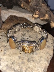 3. WK Sterling Silver 925 Tigers Eye, Tan Agate, Jasper bracelet 51.6g,7″-7 1/2″