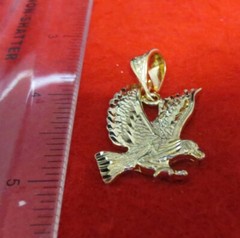14KT EP LARGE EAGLE WITH CLAWS CHARM WITH 24 INCH 2.5MM ROPE CHAIN-2015