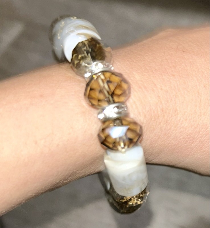 9” Circumference Glass, Crystal And Rhinestone Bracelet gallery