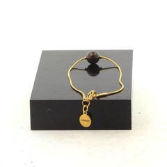 Stones And Minéraux. Bracelet Steel Golden Stainless 1 Pearl Bronzite 0 5/16in