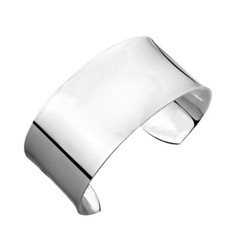 30mm Wide Fashion Women 925 Silver Plated Opening Bangle Bracelet Cuff Polished