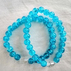 Vintage Jewelry Rondelle Faceted Blue Crystal Beads Stretch Elastic Bracelet