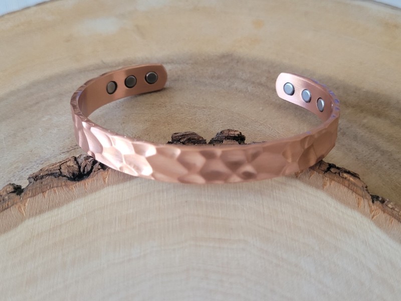 Hammered Solid Pure Copper Magnetic Cuff - Arthritis Therapy Adjustable Bracelet gallery