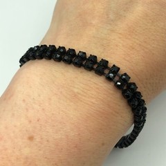 Tennis Bracelet Black Sparkle Cuff Retro Christmas Gothic Disco Party Studio 54
