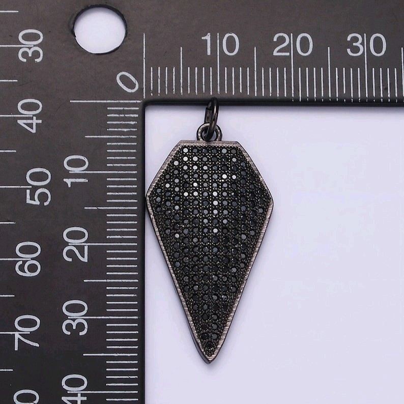 14K Gold Filled Black Micro Pave CZ Diamond Shield Charm Pendant gallery