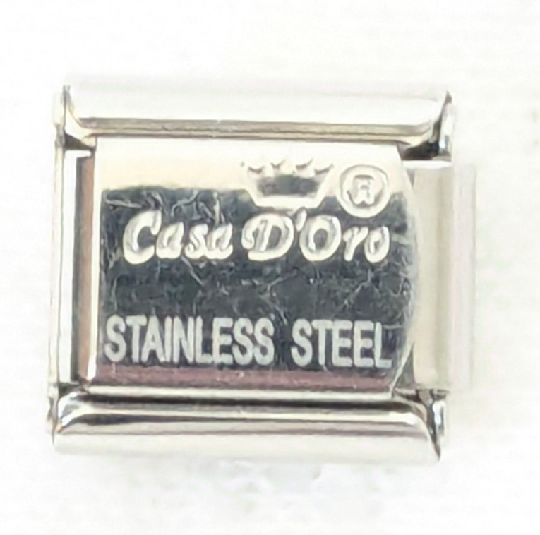 Casa D'Oro Flower Cubic Zirconia Stones Classic 9mm Link Italian Charm E72 gallery