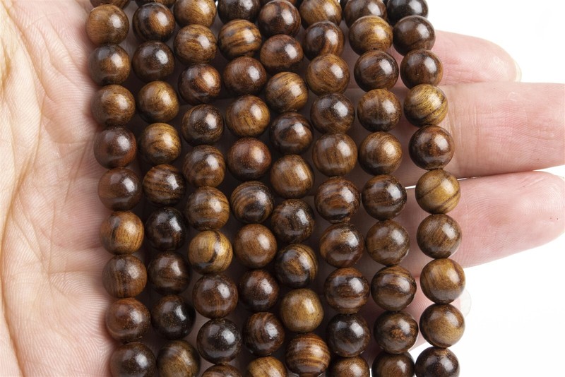 8MM 108 Pcs Fragrant Black Rosewood Mala Beads Natural Wood Round Beads 35" gallery
