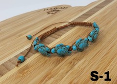 Turtle Bead Macrame Bracelet Adjustable Unisex Boho Beach Surfer Gift