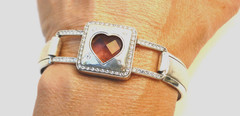 Brighton Your True Color Silver & Pink Crystal Heart Squeeze Bracelet