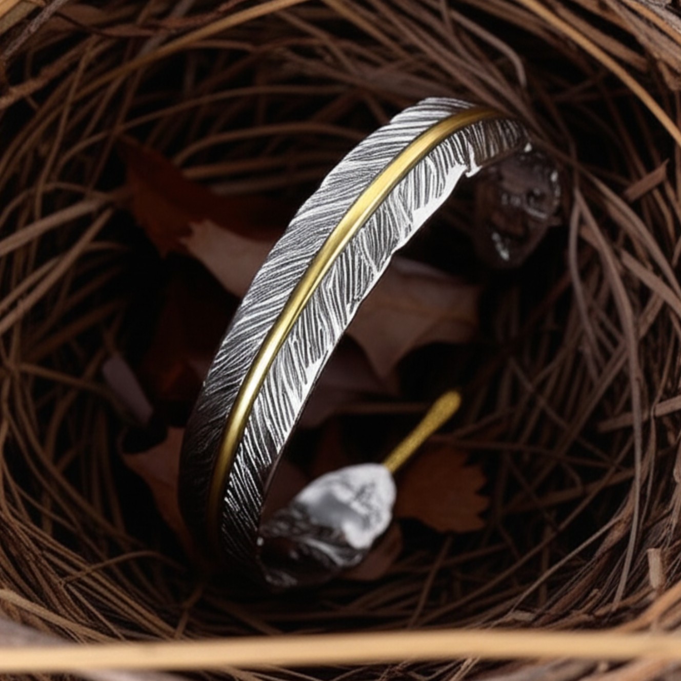 Men's Stainless Steel Feather Adjustable Bangle Cuff Fashion Retro Bracelet Gift gallery
